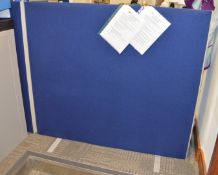 2 x Blue Multi Purpose Office Partitions - Woolmix Fabric With Pinnable Surface - With Support