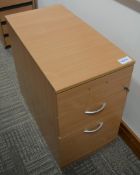 1 x Three Drawer Oversized Pedestal Drawers - With Key - Modern Beech Finish - Two Storage Drawers