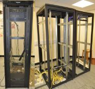 3 x Black Server Cabinet Enclosures - Includes Accessories Such as PSU Units, Plug Extensions,