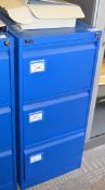 1 x Silverline Three Drawer Filing Cabinet - Includes Key - BLUE - Keep Your Important Documents