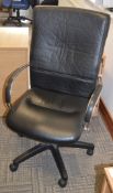 1 x High Back Black Leather Executives Office Chair - Comfortable Swivel Chair With Stitched Leather