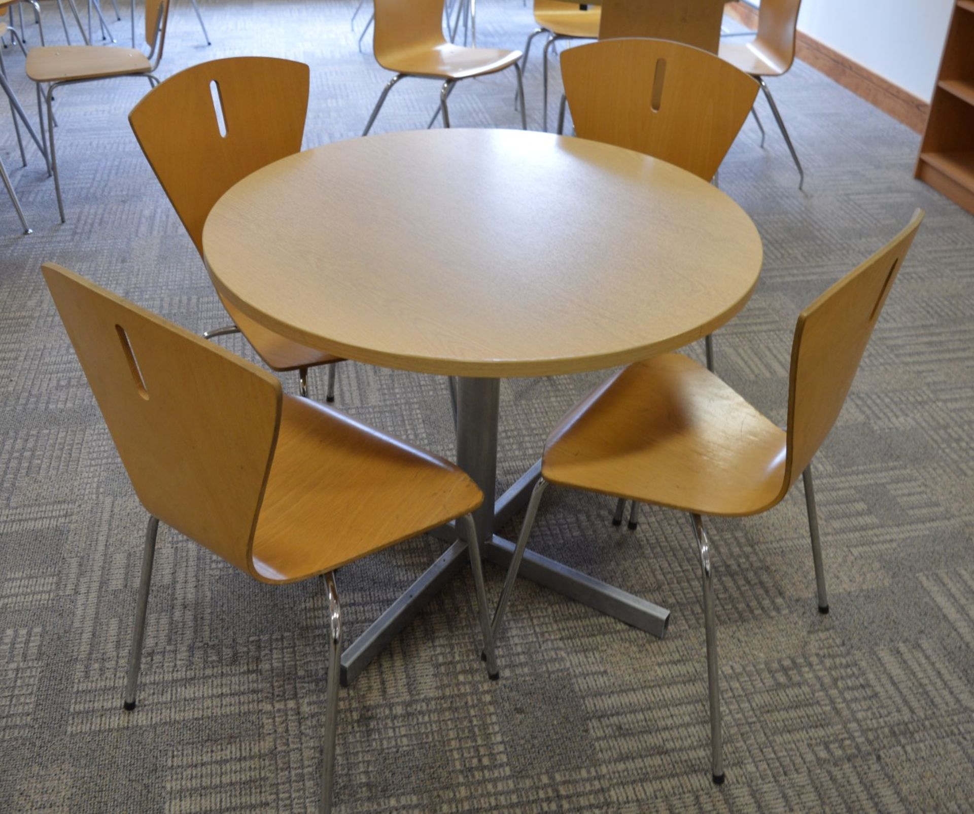 1 x Staff Room Table With Four Matching Chairs - Oak Table Finish and Beech Chairs - Contemporay - Image 2 of 4