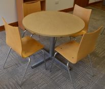1 x Staff Room Table With Four Matching Chairs - Oak Table Finish and Beech Chairs - Contemporay