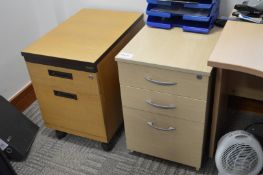 2 x Drawer Pedestal Cabinets - Without Keys - Storage Drawers and A4 Filing Drawer - Ref SB217 -
