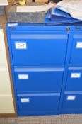 1 x Silverline Three Drawer Filing Cabinet - Includes Key - BLUE - Keep Your Important Documents