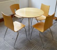 1 x Staff Room Table With Four Chairs - Beech Finish - Contemporay Design - Ref SB003 - Height