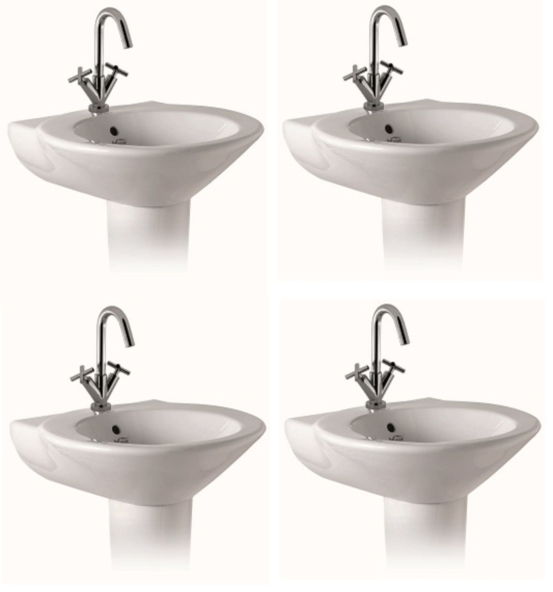 4 x Vogue Bathrooms TEFELI Single Tap Holes - Bathroom SINK BASINS with Pedestals - 550mm Width -