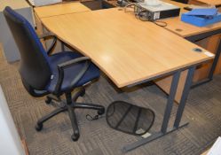 1 x Office Furniture Set - Includes Left Hand Beech Desk, Swivel Office Chair and Drawer