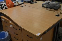 1 x Right Hand Office Desk - Right Hand - Quality Oak Finish Desk With Grey Coated Steel Frame - H72