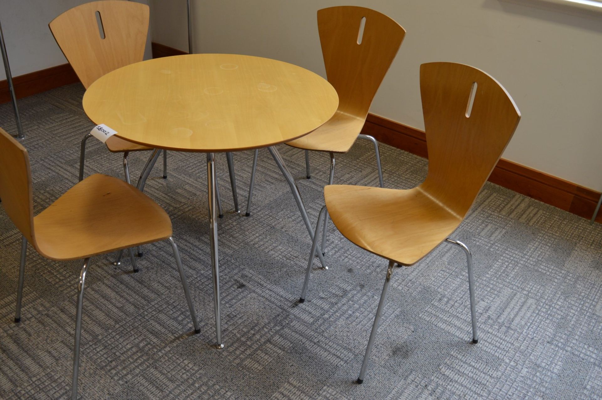 1 x Staff Room Table With Four Matching Chairs - Beech Finish - Contemporay Design - Ref SB002 - - Image 2 of 3