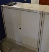 1 x Bisley Office Storage Cabinet With Tambour Sliding Doors and Roll Out File Frame - Includes