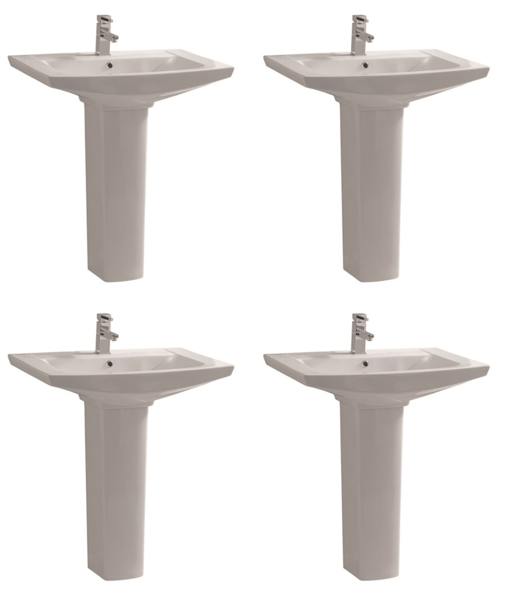 4 x Vogue Bathrooms CAPRICE Single Tap Hole SINK BASINS With Full Pedestals - Vogue Bathrooms -