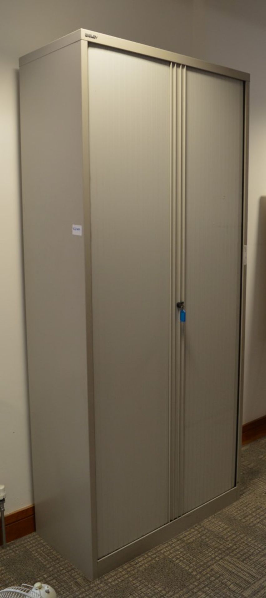 1 x Bisley Upright Office Storage Cabinet With Tambour Sliding Doors - Includes Key - H197 x W100