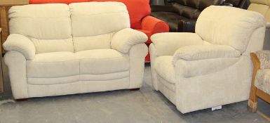 “Cavendish”2-Seater Sofa And Reclining Chair Set – Both In A Beige Chenille Fabric - Ref CH060 –