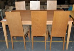 1 x Beech 5ft Table With 6 x Matching Chairs - Ref CH003 – Chairs Feature Suede Covered Seats In