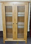 1 x Oak Wood Display Cabinet with 2 Glass Shelves – Ex Display – Dimensions : 82x35x134cm –