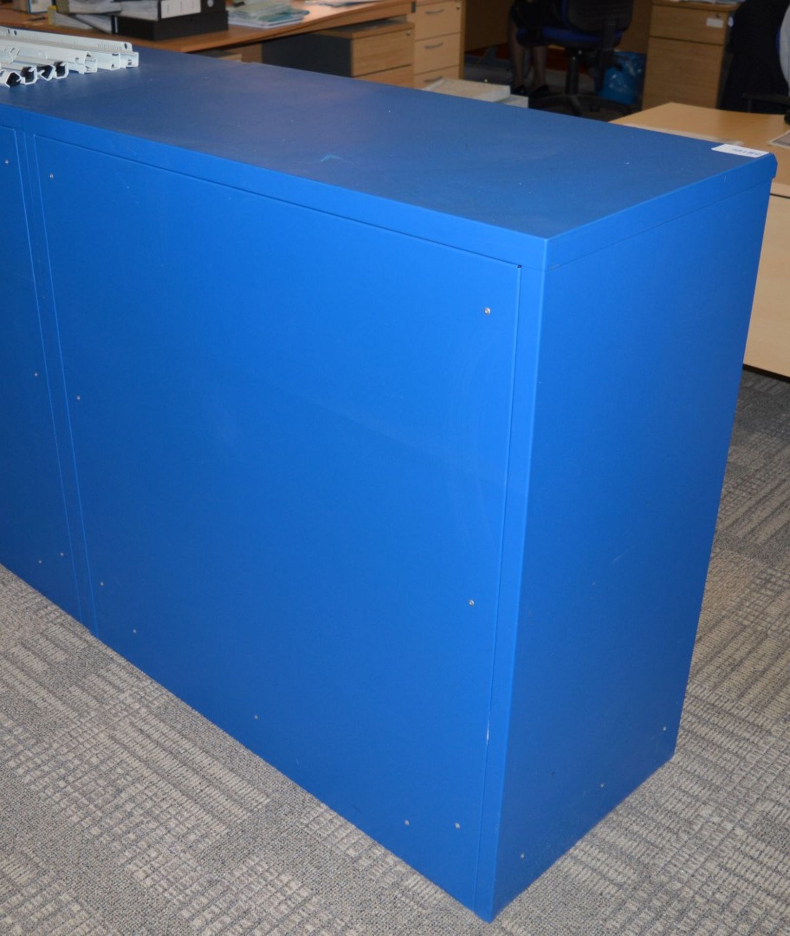 1 x Silverline Office Storage Cabinet With Tambour Sliding Doors - BLUE - Does NOT Include Key - - Image 3 of 3