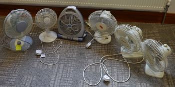 6 x Assorted Desktop Fans - 240v - Ideal For Office Environment - Ref SB042 - CL106 - Location: