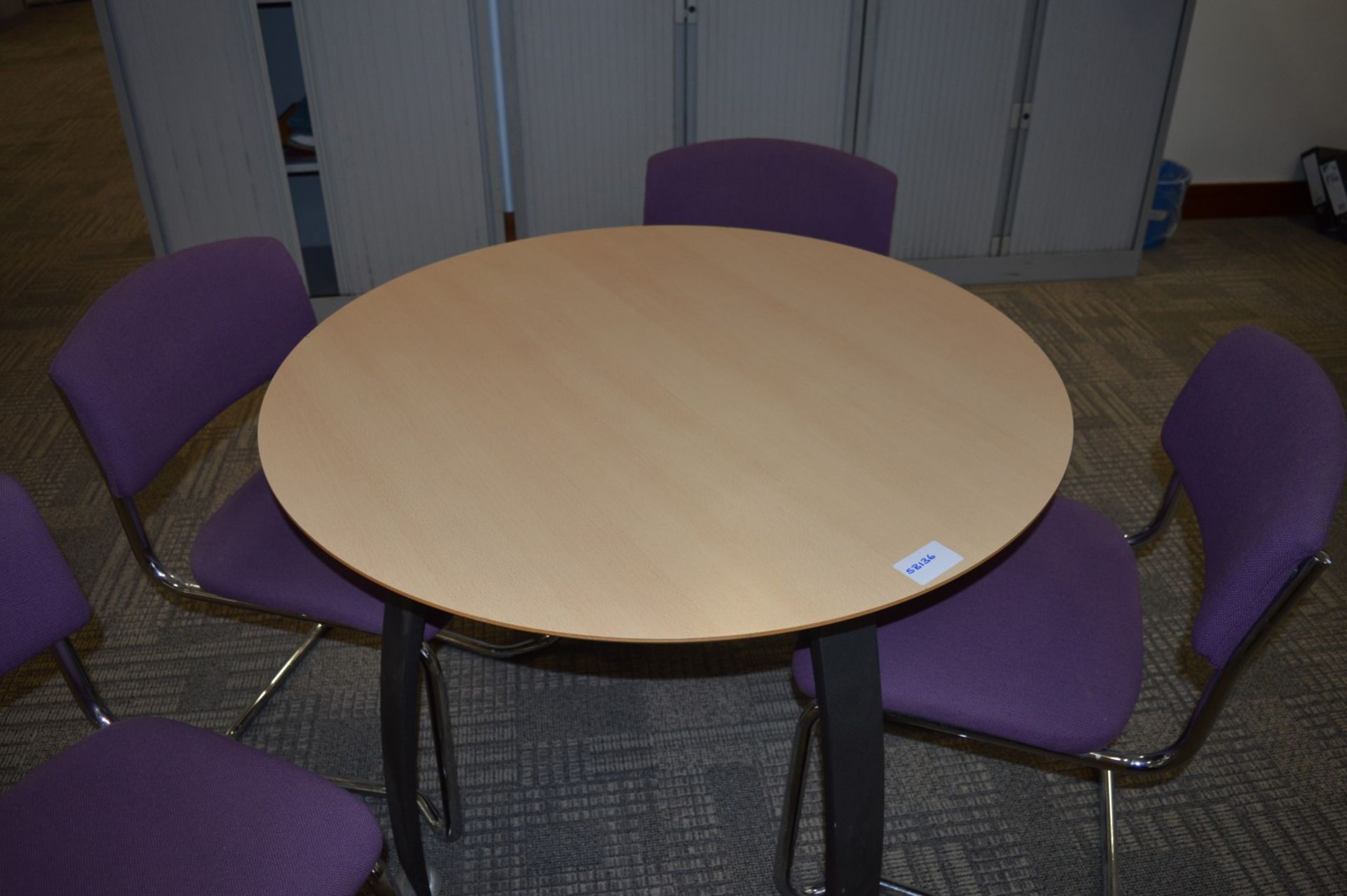 1 x Round Office Meeting Table With Four Matching Chairs - Beech Table Surface With Chrome Base - - Image 7 of 7