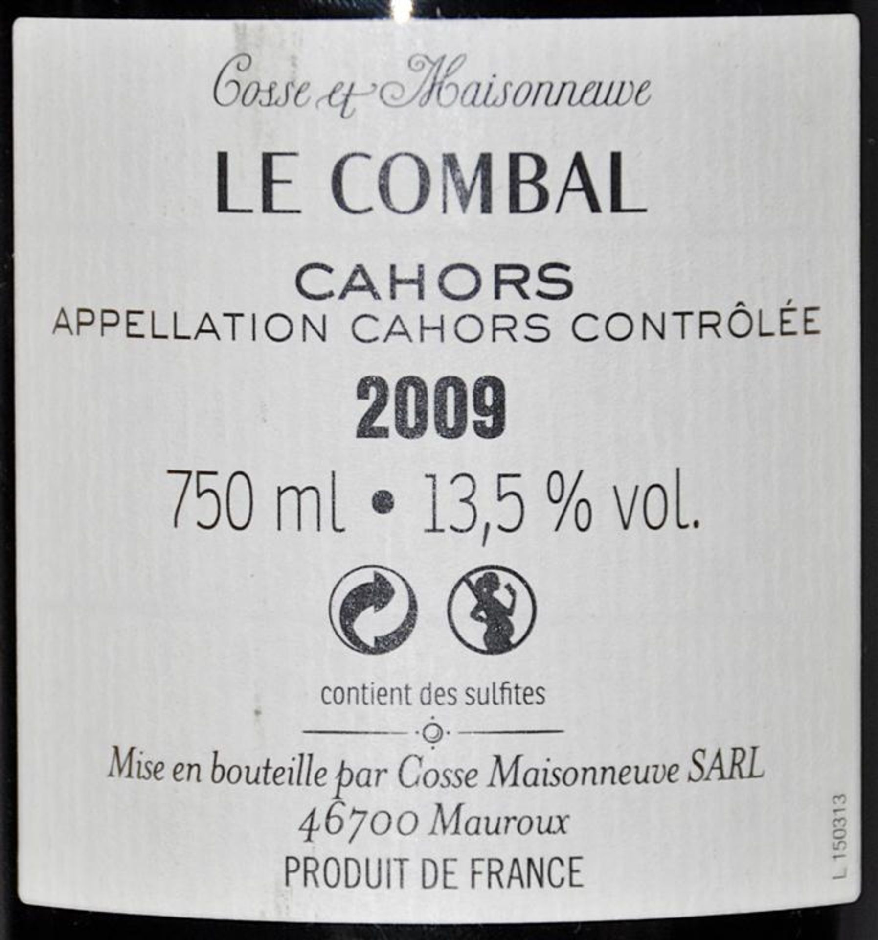 1 x Cahors Domaine Cosse Maisonneuve Le Combal Red Wine - Spanish Wine - Year 2009 - Bottle Size - Image 3 of 3