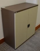 1 x Office Storage Cabinet - Brown and Beige Finish - Key NOT Included - H101 x W96 x D46 cms -