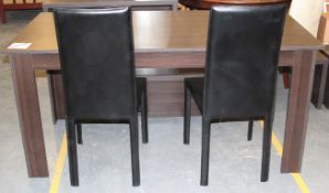 1 x Rectangular Table With 2 x Black Faux Leather Chairs - Table Features A Modern Design And An
