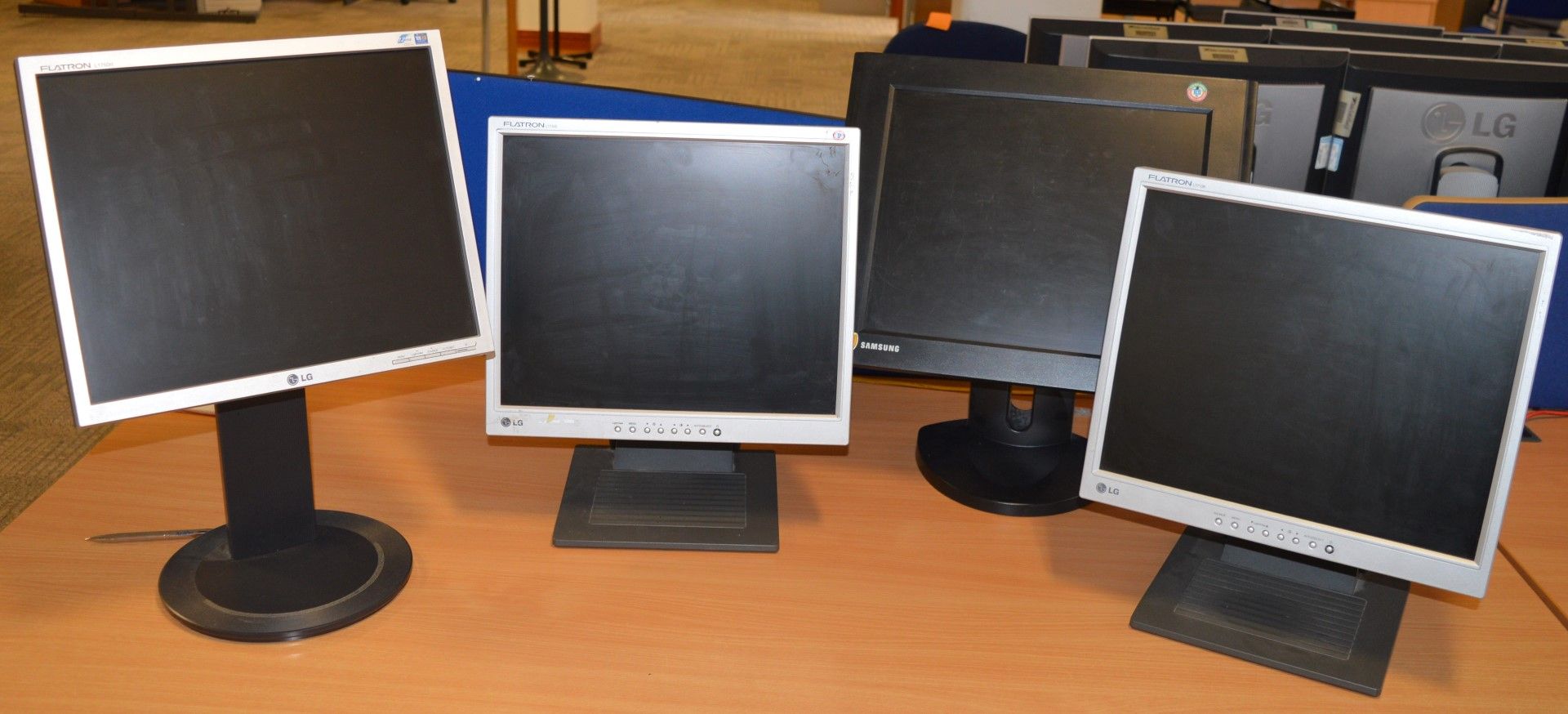 4 x Flat Screen TFT Computer Monitors - LG and Samsung Branded - Models Include L1710B, L1710s,