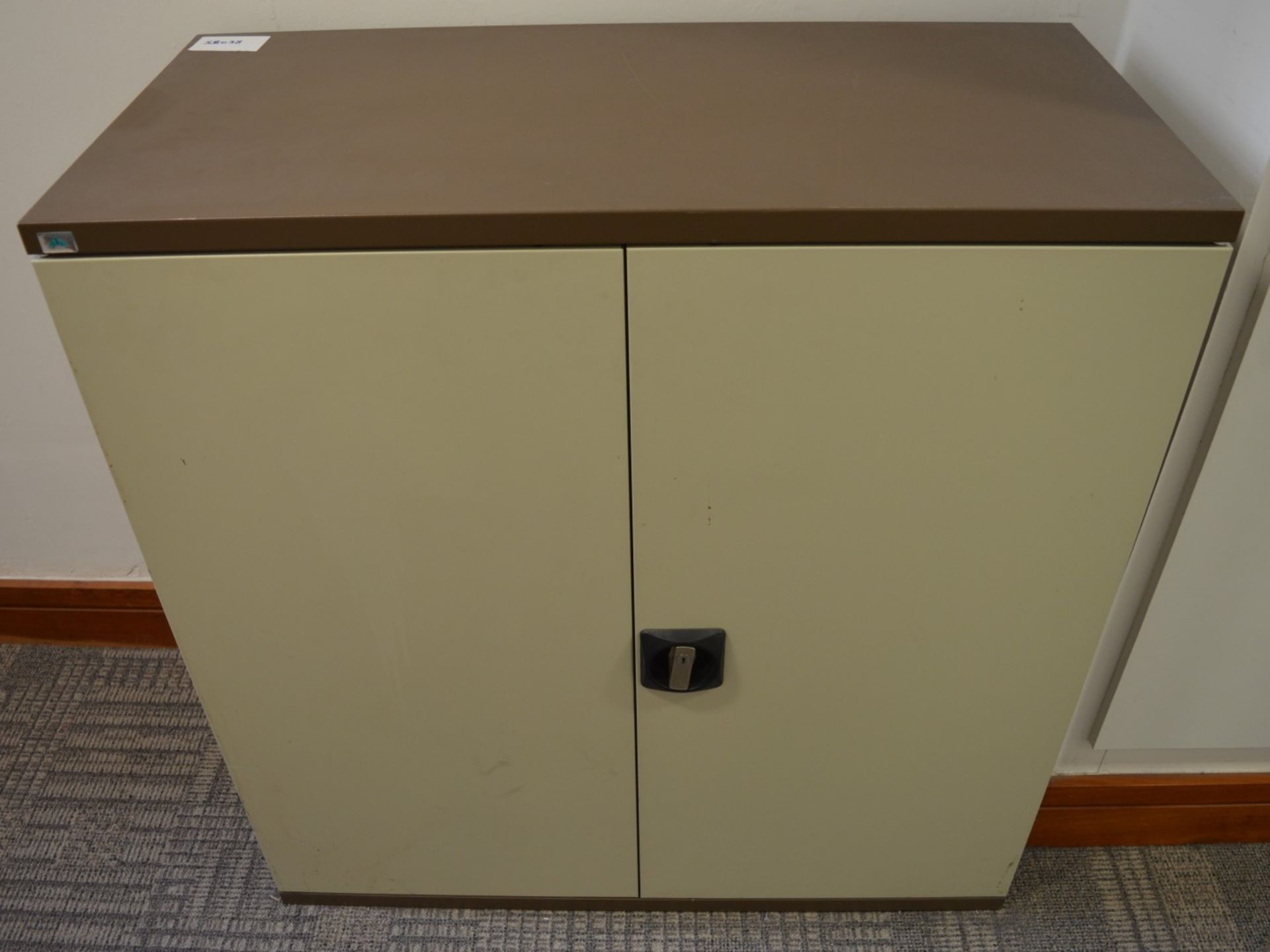 1 x Office Storage Cabinet - Brown and Beige Finish - Key NOT Included - H101 x W96 x D46 cms - - Image 4 of 4