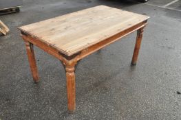 1 x Rustic Pine Dining Table With Black Metalwork - Panelled Wooden Top - CL105 - Location:
