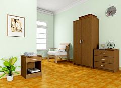 1 x "Panama" Bedroom Furniture Set - Colour: Walnut - Set Includes: 2-Door Wardrobe, 3-Drawer