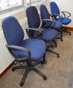 4 x Various Office Chairs - Blue Fabric Swivel Ergonomic Office Chairs - Ref SB197 - CL106 -