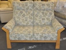 1 x Solid Wood Framed Cintique 2 Seater Sofa with Patterned Fabric – Ex Display - Dimensions :