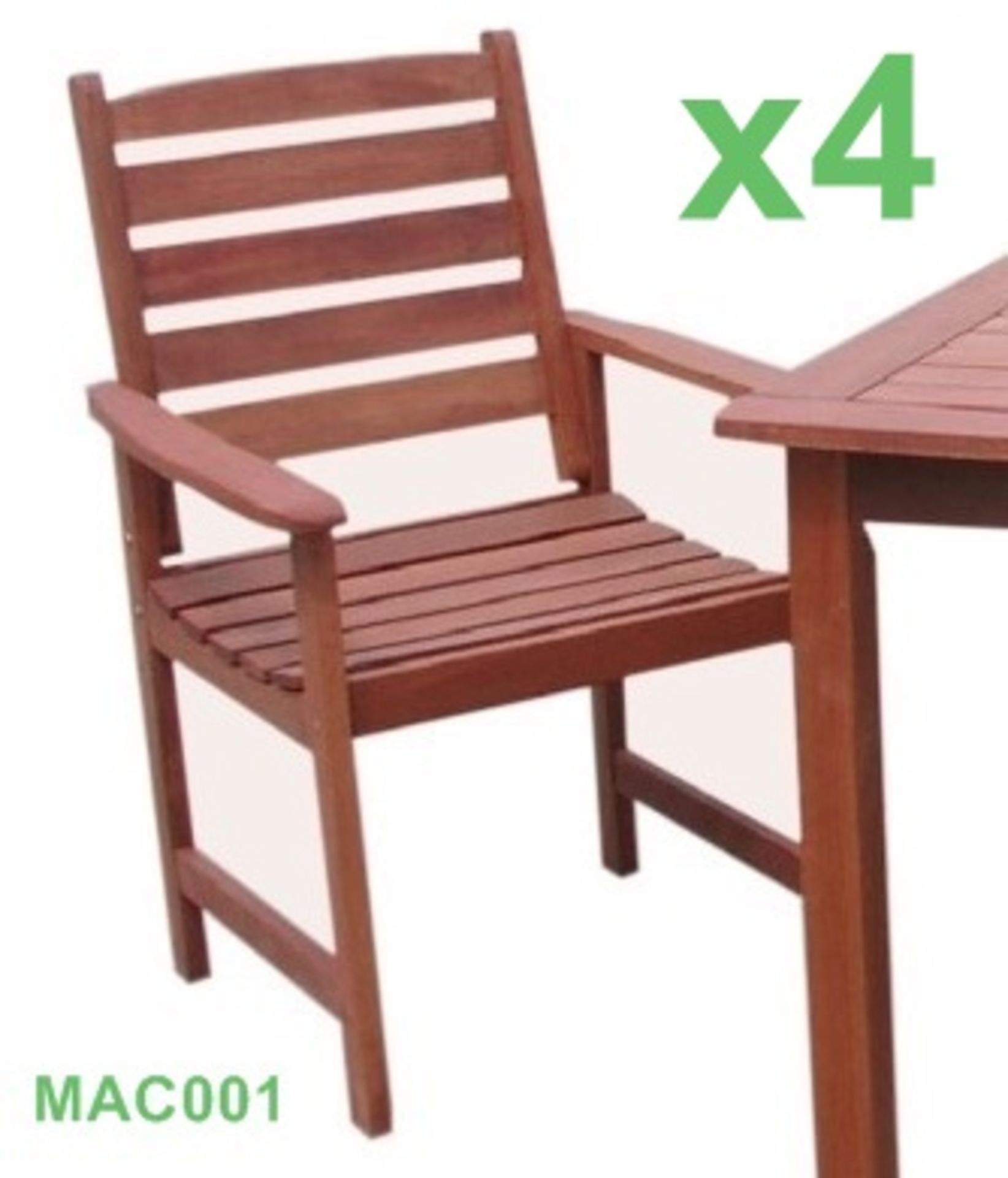 5-Piece Garden Furniture Set Includes 1 x Table Extending (Rectangular) & 4 x Armchairs - Made - Image 3 of 3
