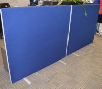 5 x Blue Multi Purpose Office Partitions - Woolmix Fabric With Pinnable Surface - With Support