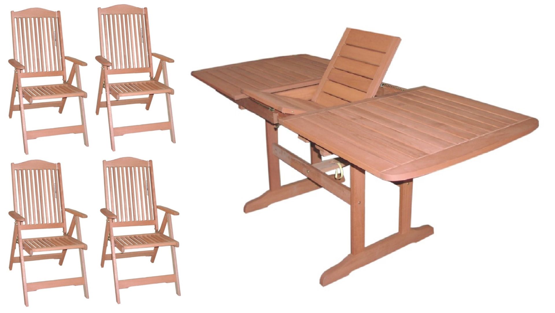 5-Piece Garden Furniture Set  - Includes 1 x Extending Rectangular Garden Table & 4 x Reclining - Image 2 of 4