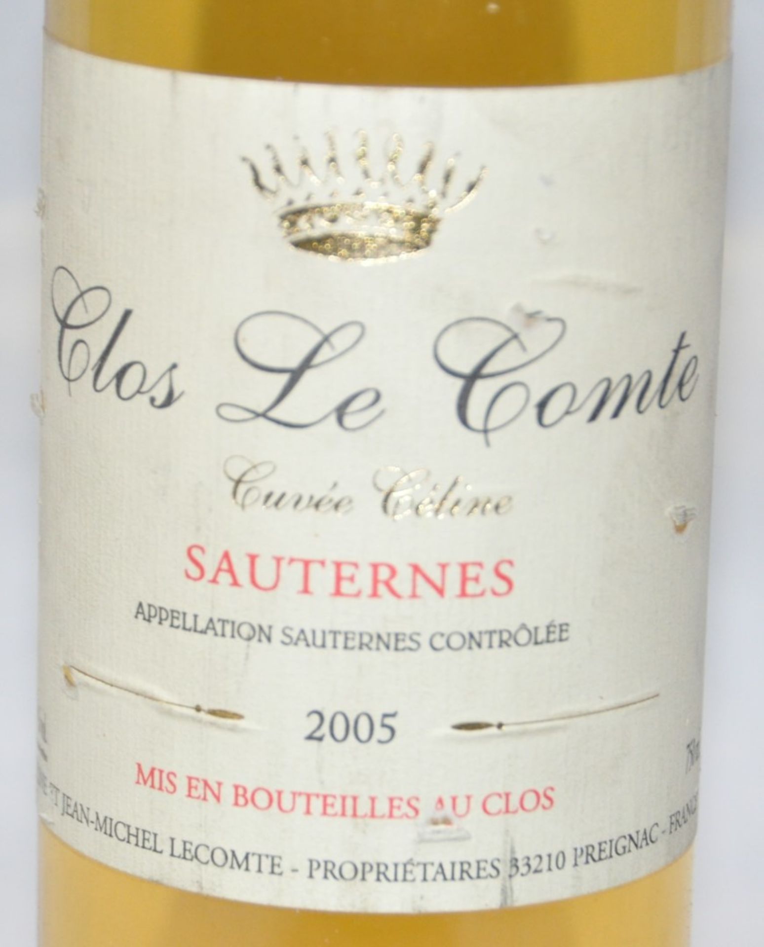 1 x Clos Le Comte Cuvee Celine, Sauternes, France - 2005 - Volume 13.5% - 75cl – Ref W908 - - Image 2 of 2