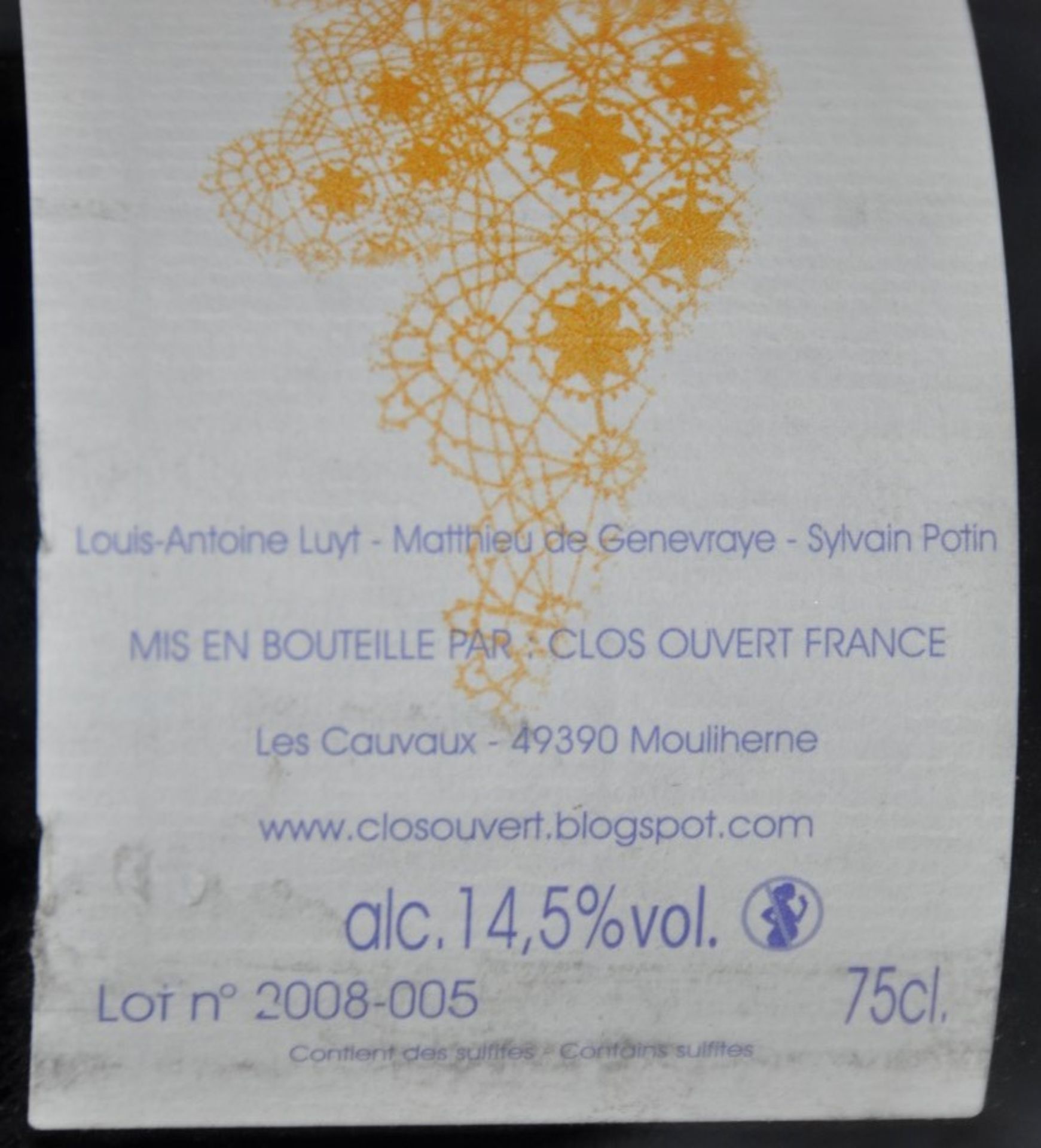 1 x Otono Clos Quyert Vino Puro Red Wine - French Wine - Year 2008 - Bottle Size 75cl - Volume 14.5% - Image 2 of 3