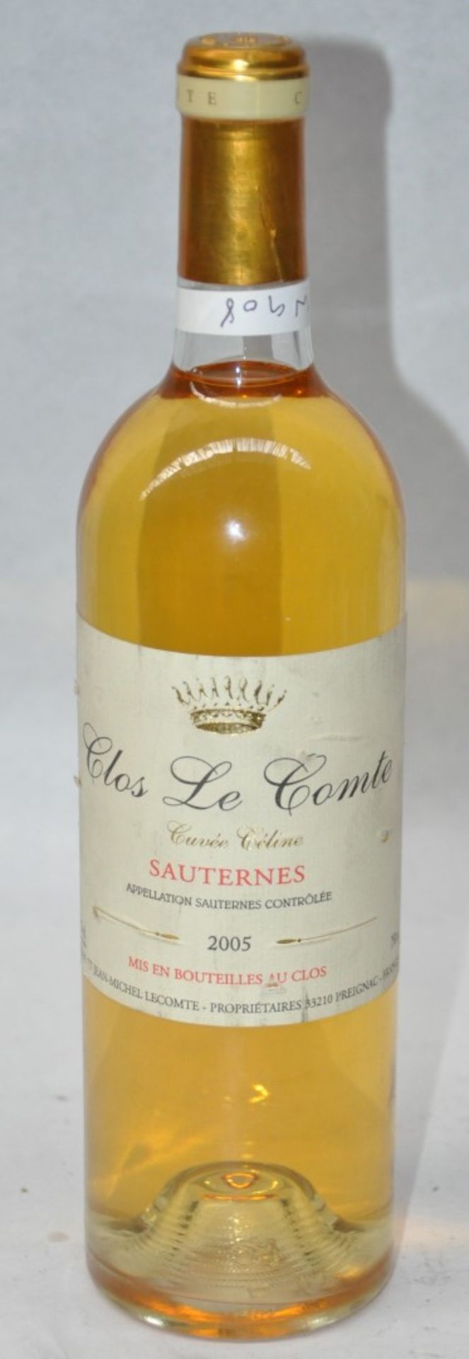 1 x Clos Le Comte Cuvee Celine, Sauternes, France - 2005 - Volume 13.5% - 75cl – Ref W908 -