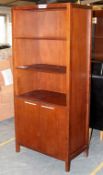 1 x Mahogany 3ft Tall 2 Door / 2 Shelf Unit With Glass Shelves – Ref CH017 – Ex Display Stock In