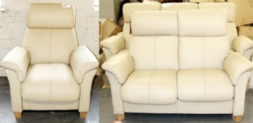 3-Piece Ralaxateese Beige Leather Recliner Set - Includes 1 x 3-Seater, 1 x 2-Seater &1 x Chair -