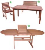 1 x 3-Piece "Macau Nassau" Garden Furniture Set - Includes Bench, Extending Table & 3 x Arm Chairs -