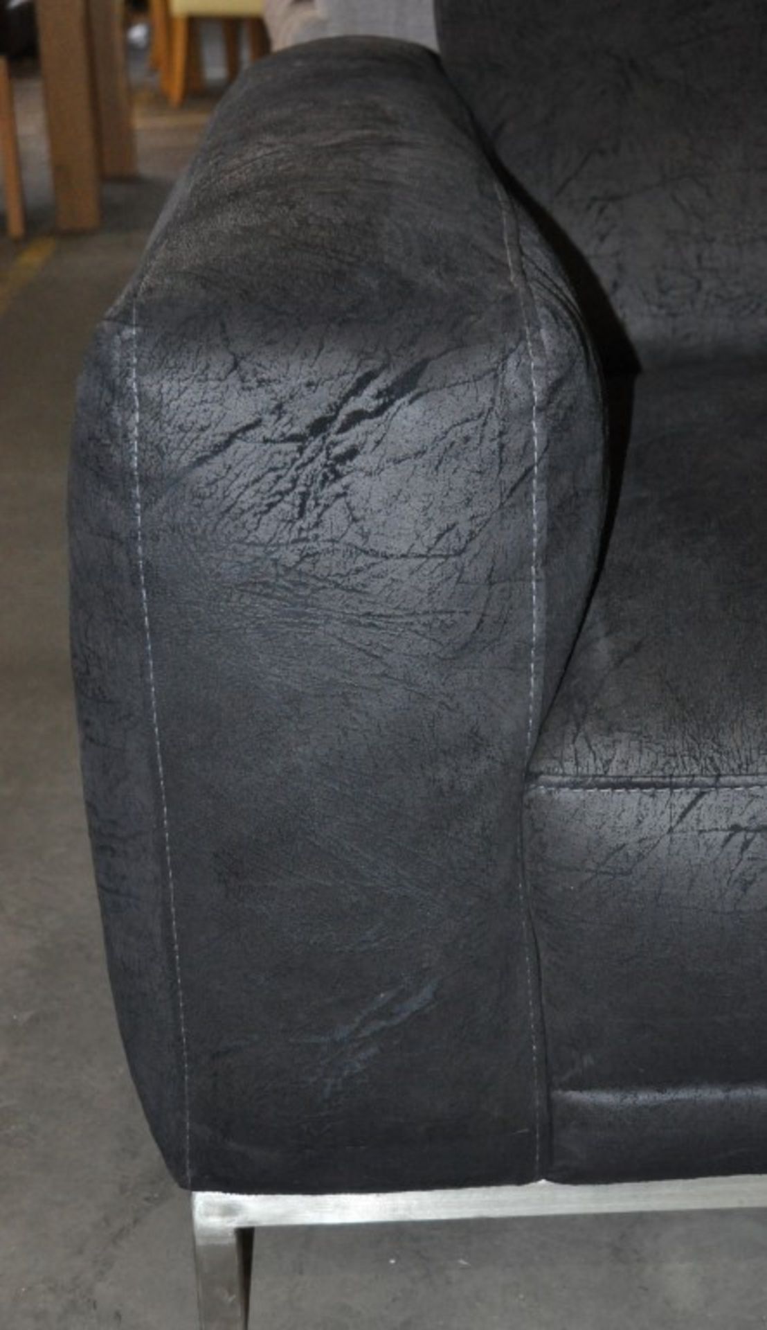 1 x Valetta Crackle Fabric Sofa – Dimension : 170x100x80cm – Ex Display - CH281 - CL050 – Location : - Image 5 of 6