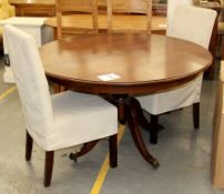 1 x Mahogany 3ft Round Extending Table + 2 Chairs – Ref CH027 – Ex Display Stock In Very Good