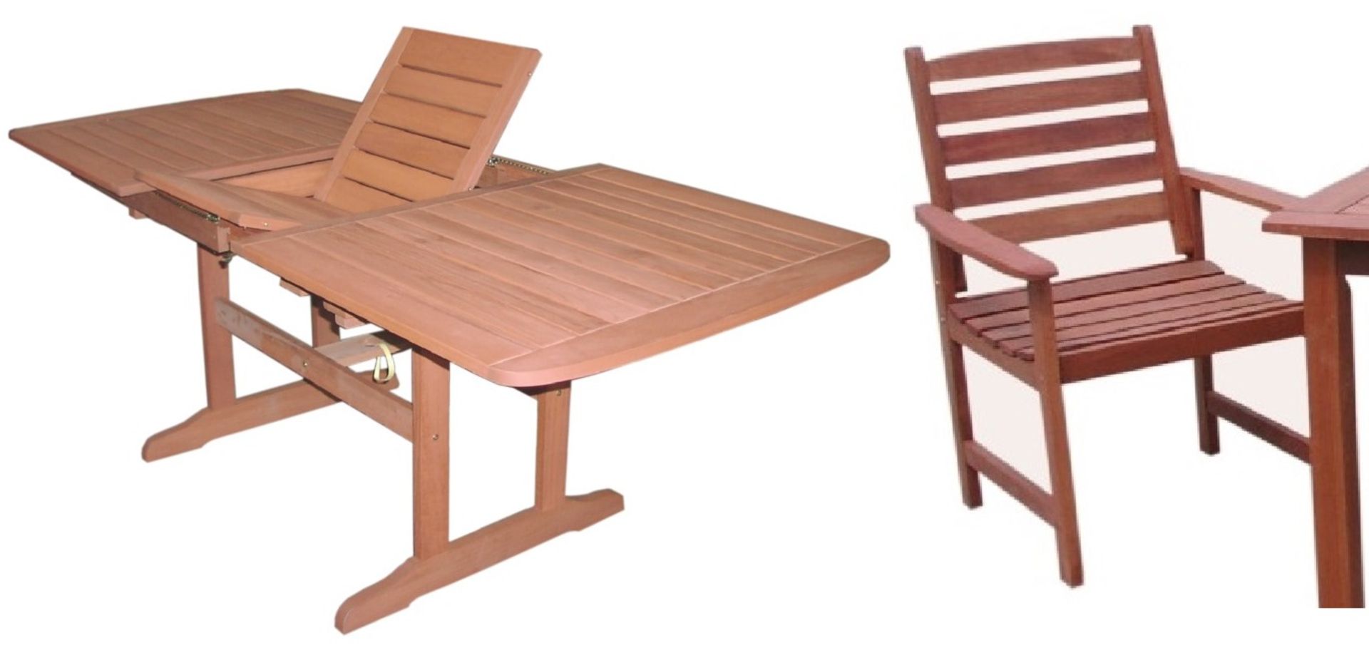 5-Piece Garden Furniture Set Includes 1 x Table Extending (Rectangular) & 4 x Armchairs - Made