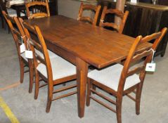 1 x Cherry Wood Extending Designer Table with 6 Matching Chairs –  Ex Display In Great