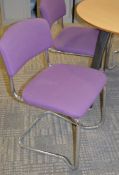 4 x Office Stacking Chairs - Purple Fabric With Chrome Base - CL106 - Good Condition - Location: