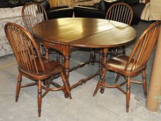 1 x 'Burlington' Traditional Drop Leaf Table in Solid Wood – Comes as a Set with 4 Matching Solid