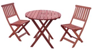 1 x 3-Piece "Mandalay" Garden Table & Chairs Set - Includes 1 x ROUND Table and 2 x Folding Chairs -