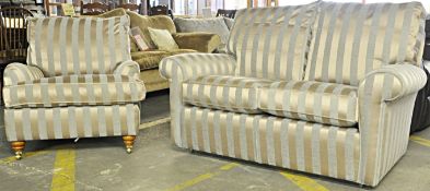 1 x Duresta Luxury 2 Seater Sofa Suite with Matching Chair – Comes in a Two Tone Stripe Pattern –