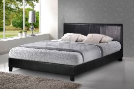 1 x Birlea Berlin Bed - Faux Black Leather - 4ft Small Double 120cm - Brand New & Boxed - CL112 -